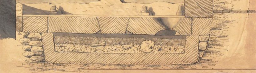 Anonyme, Dessin extrait de "Église, ouverture du tombeau de Foulques Nerra : procès-verbal des fouilles ... (février 1870)" - Archives départementales 37, EDEP020/M11